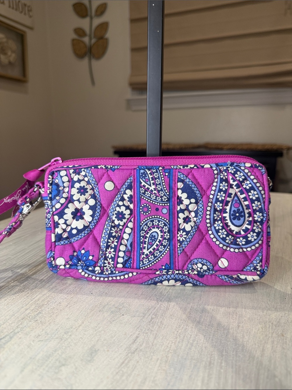 Vera Bradley Retired Boysenberry Fuchsia Paisley Quilted Wristlet